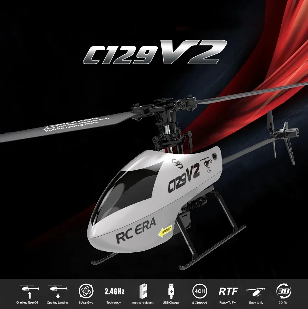 

New C129 V2 Model Helicopter Single Propeller Without Aileron 360° Stunt Remote Control Airplane Boy Toy Child Birthday Gift