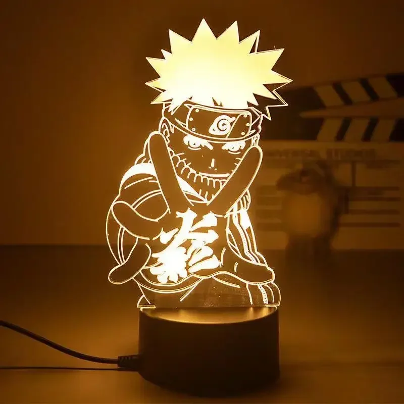 Uchiha Sasuke Obito Madara Cartoon 3D Night Lights Uzumaki Gaara LED Figure Night Lamp Uzumaki Naruto Anime Nightlights Gift