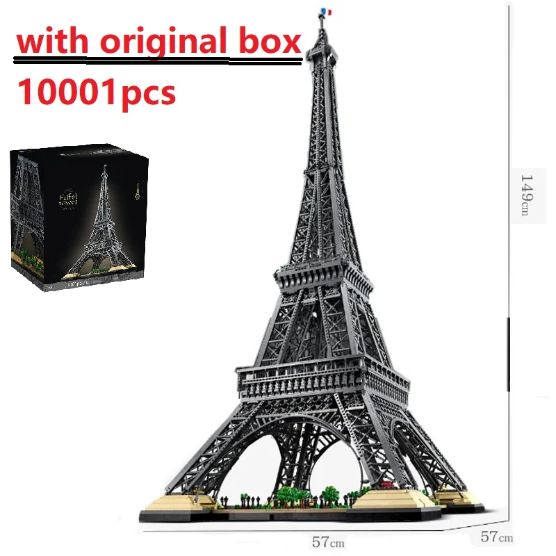 With Original Box 10307 10001Pcs World Building Model Eiffel Tower With Light Blocks Toys Bricks Birthday Christmas Gift 10181