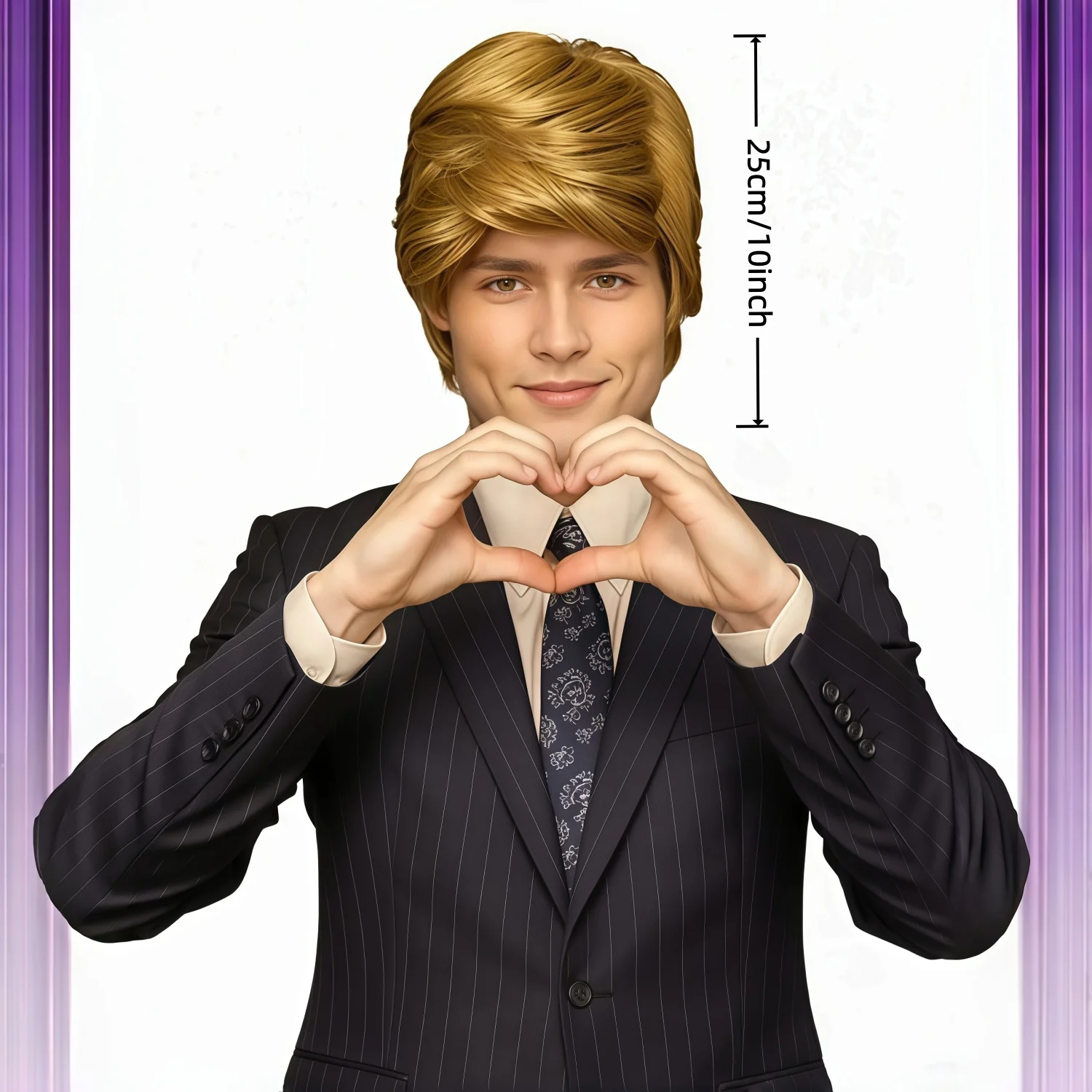 Golden Wig, Men's Short Wig suitable for daily wear, synthetic,heat-resistant fiber