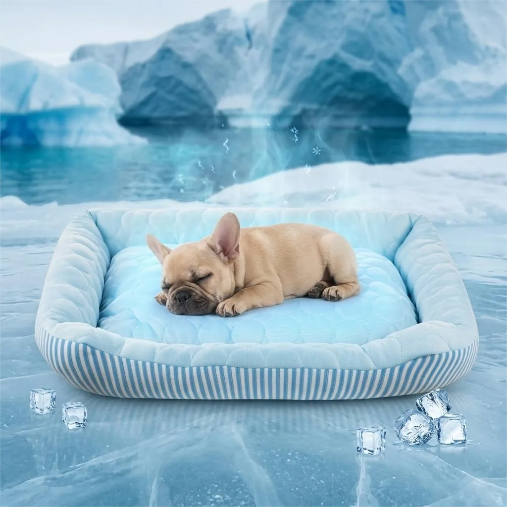 

Cooling Dog Bed for Large Medium Small Dogs, Self Cooling Ice Silk Fabric, Breathable Pet Mat for Indoor Outdoor Use, Washable