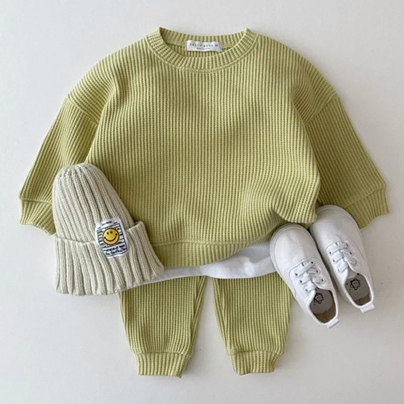 

2024 New Quality Cotton korea Baby Toddler Boy Girls Set Kids Clothes for Children Pullover Sweatshirts+Solid Sports Pants 0-3T