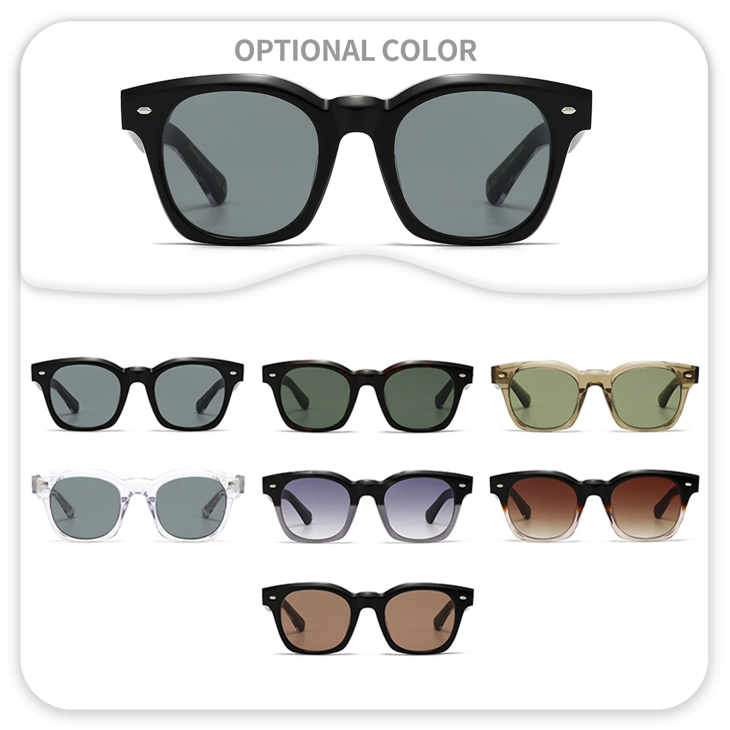 Custom Designer Italian Acetate Sunglasses Classic Square Polarized High Quality Acetate Sunglasses