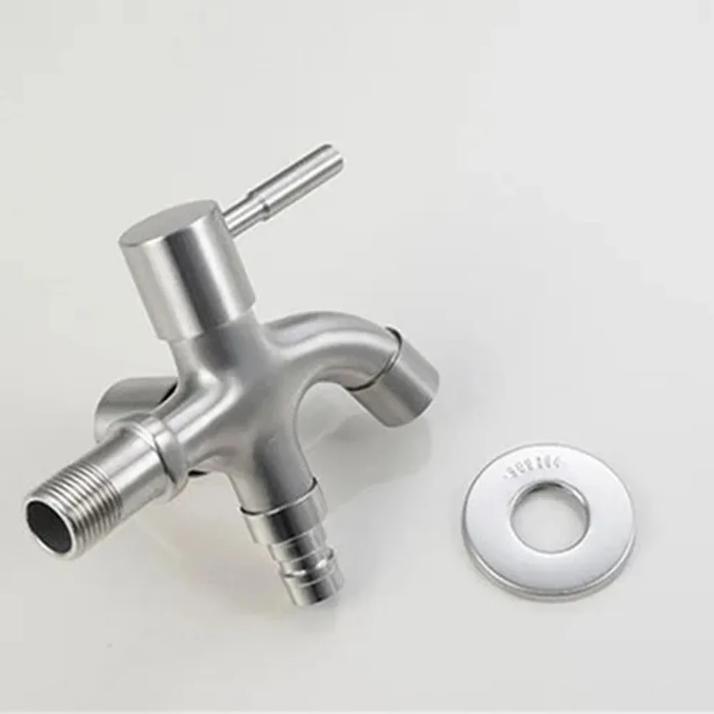 304 stainless steel faucet lengthened one into two out multi-function double-outlet washing machine faucet