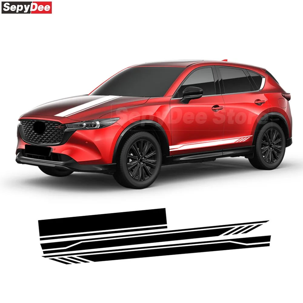 

3Pcs Car Hood Bonnet Decal for Mazda CX-5 Body Door Side Stripes Skirt Sticker Car Accessories