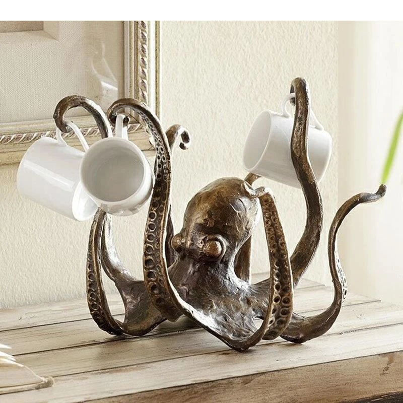 Octopus Sculpture Desk Decoration Ornaments Marine Creatures Statue Resin Crafts Vintage Home Decor