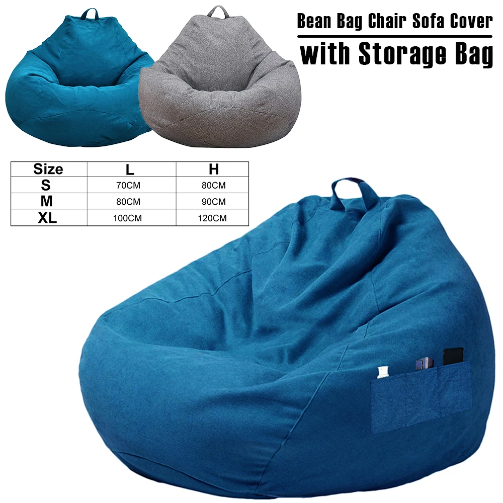 New Bean Bag Chair Sofa Cover Soft Comfortable Sofa Chair Protection Cover with Storage Bag without Filler Furniture Accessories