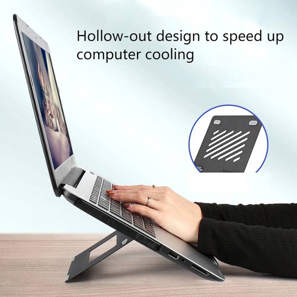 Laptop Stand Metal Cooling Foldable Laptop Stand (Black)