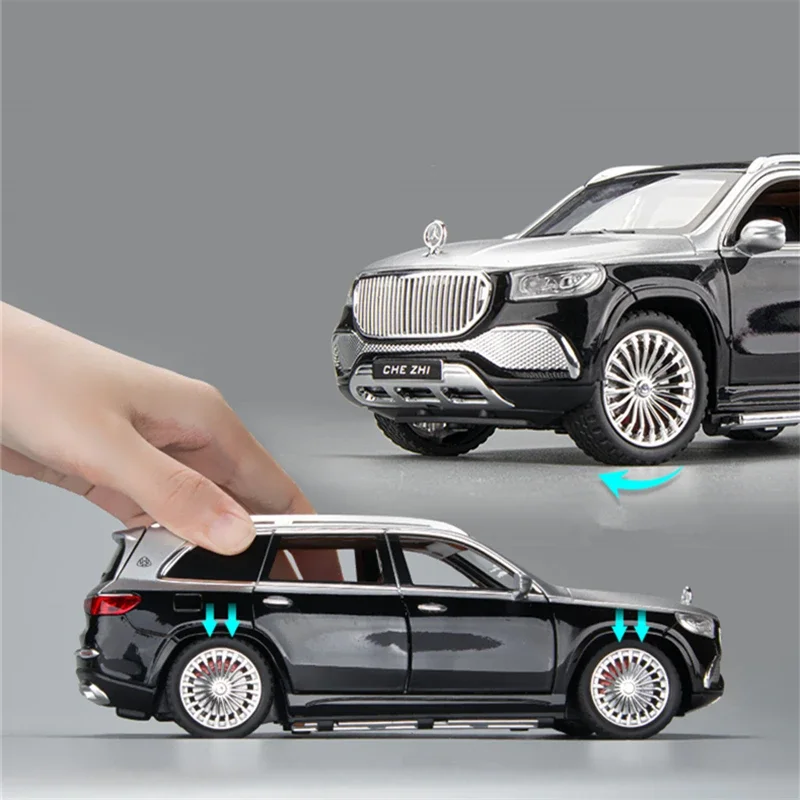 1/24 Maybach GLS-Class GLS600 SUV Alloy Car Model Diecasts Metal Toy Luxy Car Model Collection Sound Light Simulation Kids Gifts