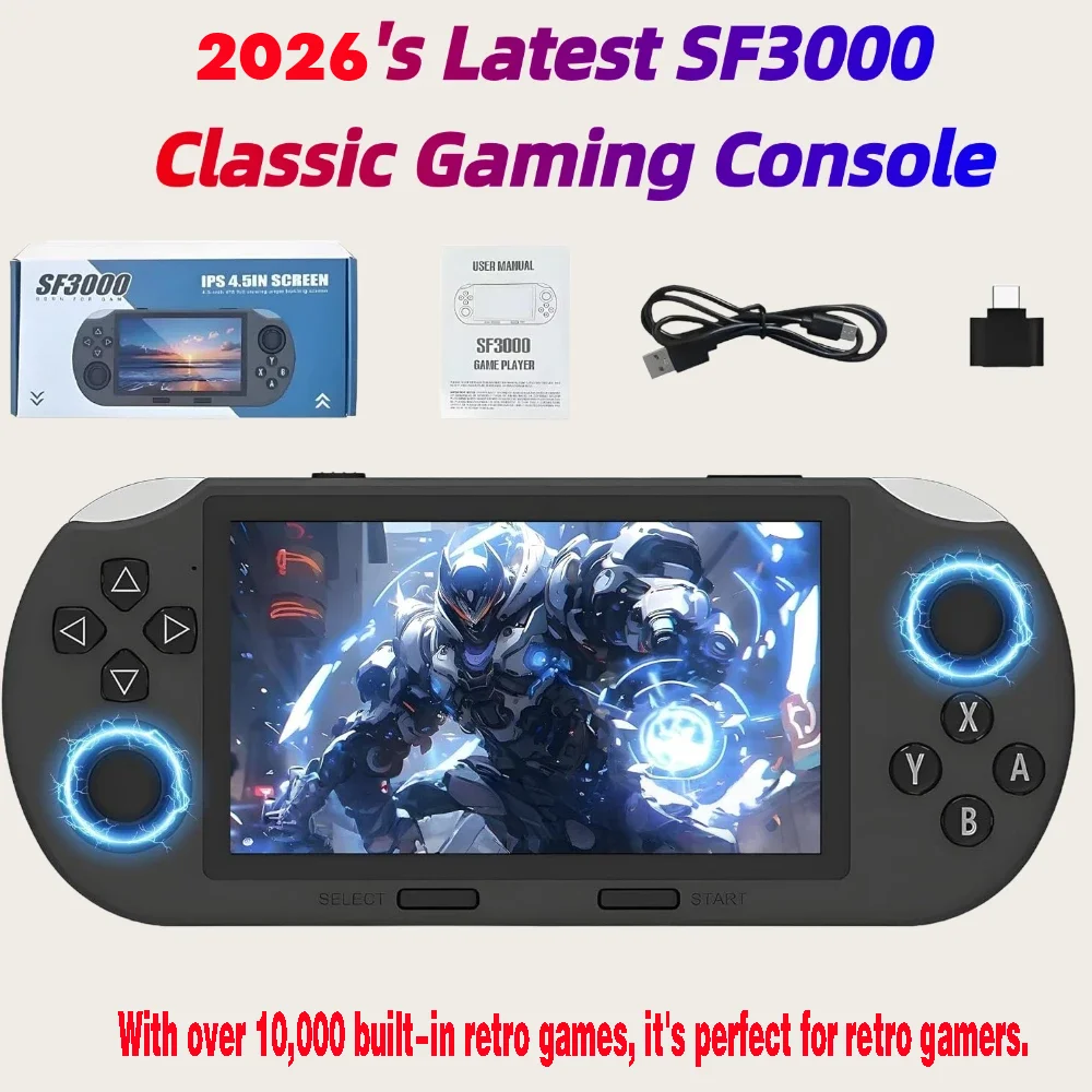 

Обновленная портативная игровая консоль с более чем 10 000 встроенными играми и 4,5-дюймовым экраном, идеально подходит для любителей ретро-игр.