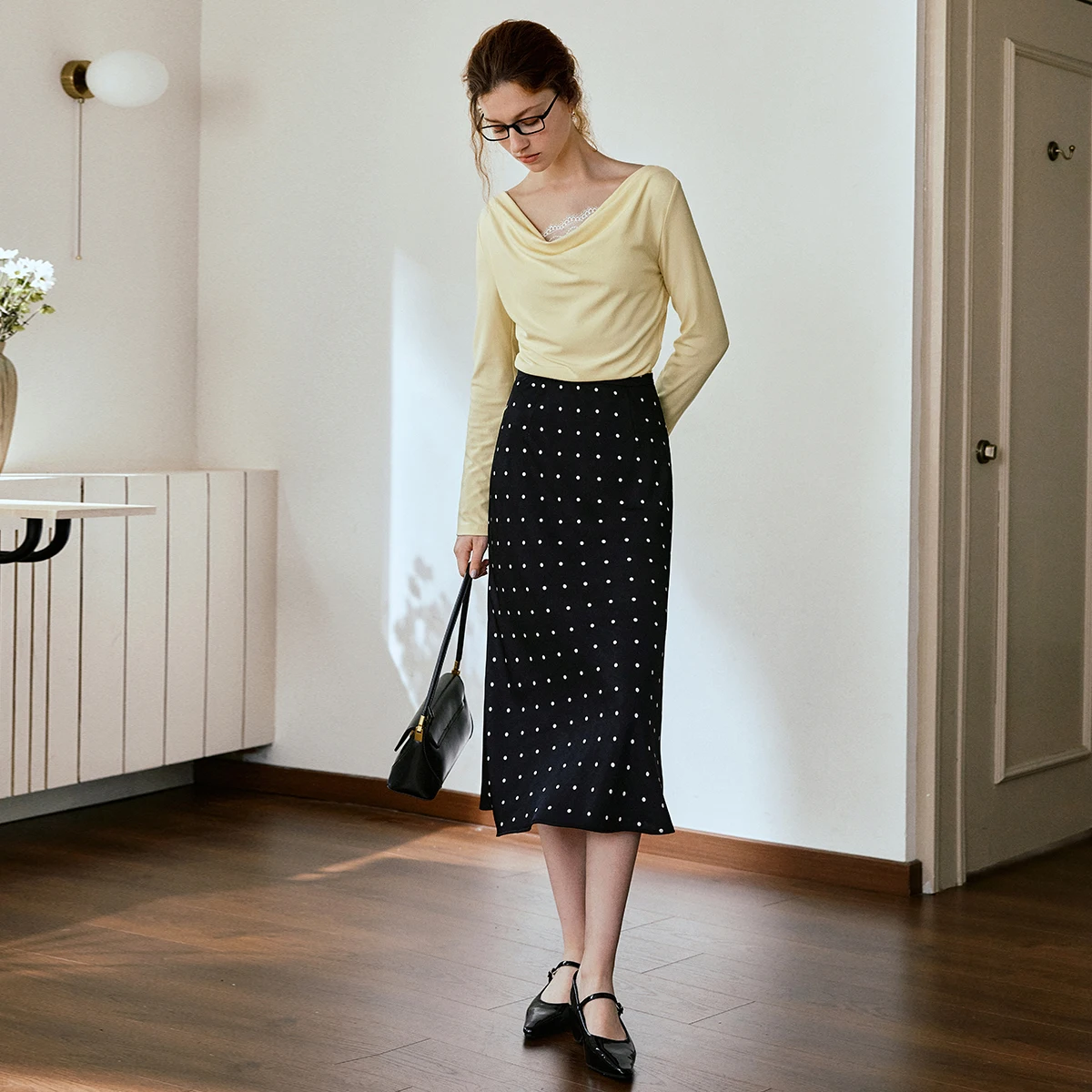 

OLrain, французские юбки в горошек, женские осенние юбки-русалка с высокой талией, осень 2022, юбка-миди трапециевидной формы, женская одежда O57QB000228