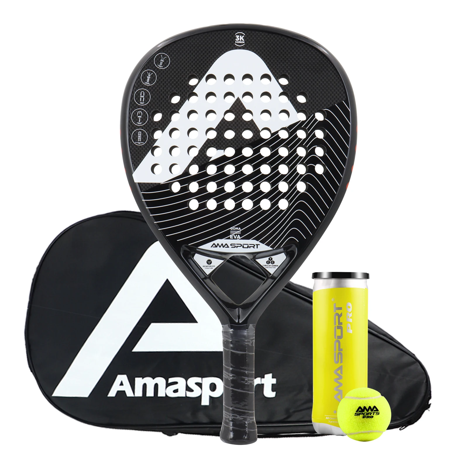 

AMASPORT 3K Lightweight Padel Tennis Racket Set With Padel Racket Protector Suitable For Beginner To Advanced Players