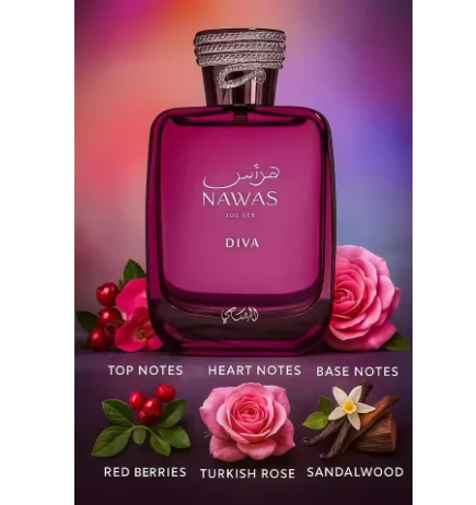 

Diva Rasasi Signature Scent for the Confident Woman, Notes of Red Fruits, Cedar & Musk, New Long Lasting EDP