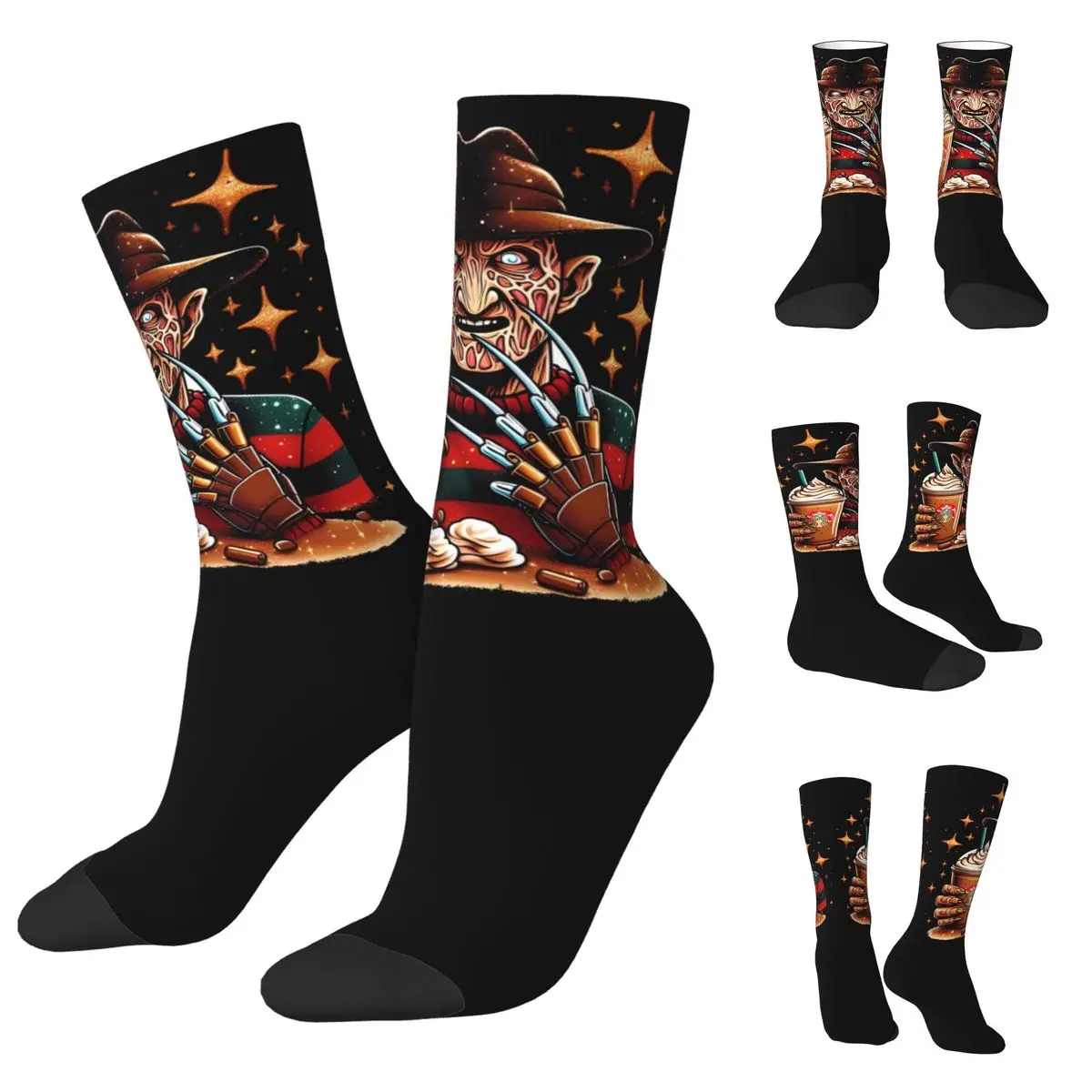 3D printing cosy Unisex Socks,Running Freddy Krueger Never Sleep Again Interesting Four Seasons Sock