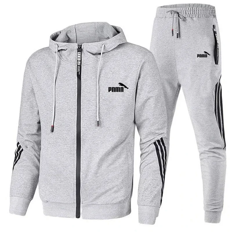 2024 Men\'s and women\'s zip-up hoodie + pants, casual running sportswear, sportswear, spring and autumn two-piece clothing,