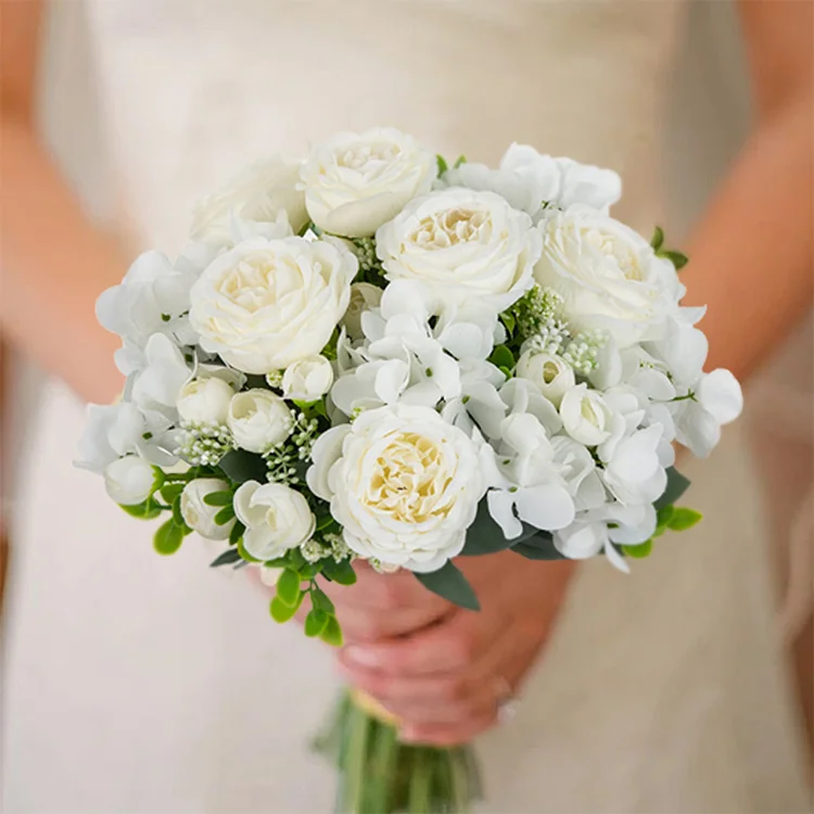 Künstliche Blumen Seiden-Hortensien Pfingstrosen Hochzeitskranz Brautstrauß Valentinstag Heim Zimmer Tisch Outdoor Garten DIY Geschenke Günstig – Detail 5