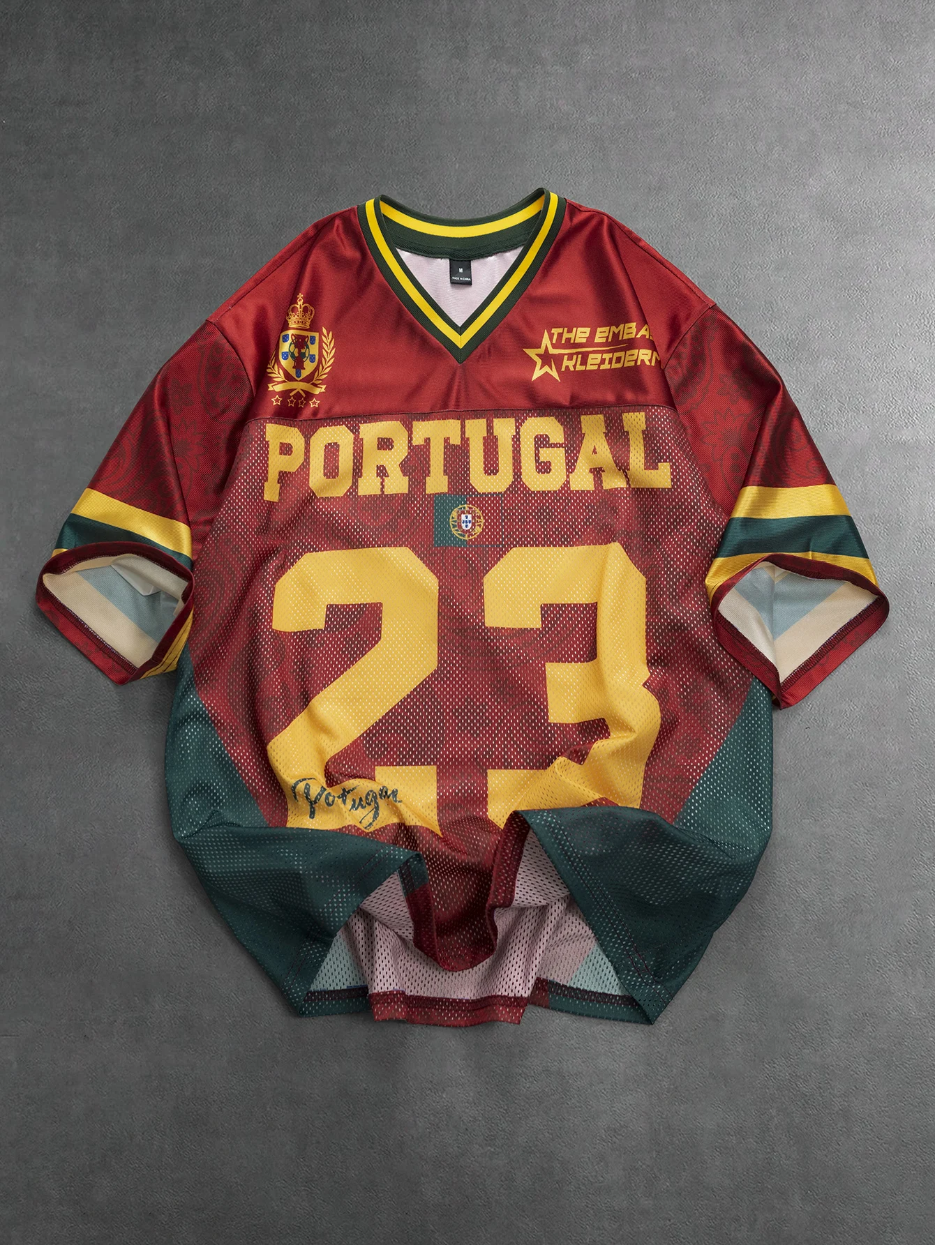 Camiseta Deportiva de Fútbol para Hombre, Marca Portugal 23, Estampado en Malla de Poliéster, Rojo, Verde, Multicolor, Tallas S-2XL, 1 Pieza