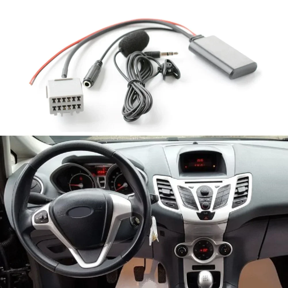 

VERYUS Black ABS Bluetooth Cable For Ford Fiesta 2008-2010 Car Bluetooth 5.0Aux Adapter Cable With Microphone