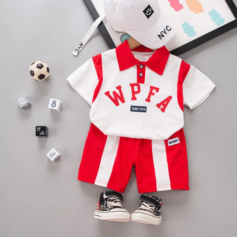 Baby Boy Summer Clothes 2024 New Letter Turn-down Collar Short Sleeve T-shirts and Shorts Kids Boys Designer Suits Outfits Set