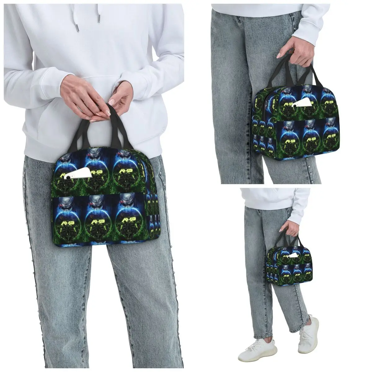 Alien Vs Predator Horror Science Fiction Comics Insulated Lunch Bag for Kids School Cooler Thermal Food Box Tote Lunch Boxes