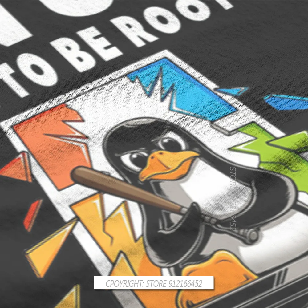 Linux Operating System Tux Penguin Man TShirt Window Crash Root Illustration Fashion T Shirt Graphic Sweatshirts New Trend Tees