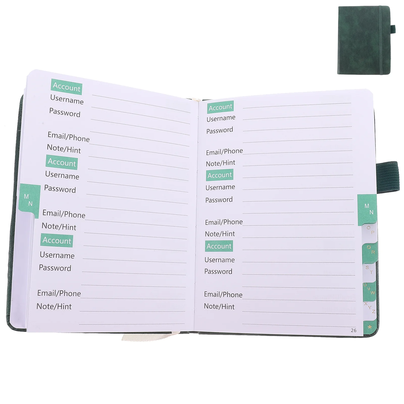 The Notebook Portable Address Phone Number Mini Small Organizer Pocket Green for Addresses Office