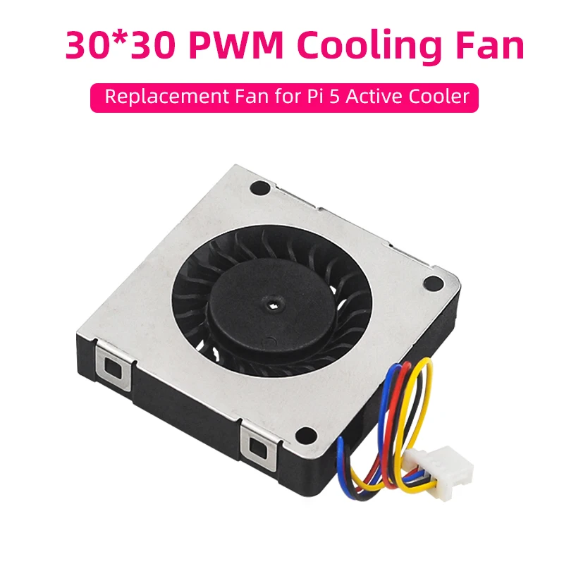 Raspberry Pi 5 PWM Cooling Fan 30x30x7 Air-blower JST Interface Replacement Fan Module for Raspberry Pi Active Cooler