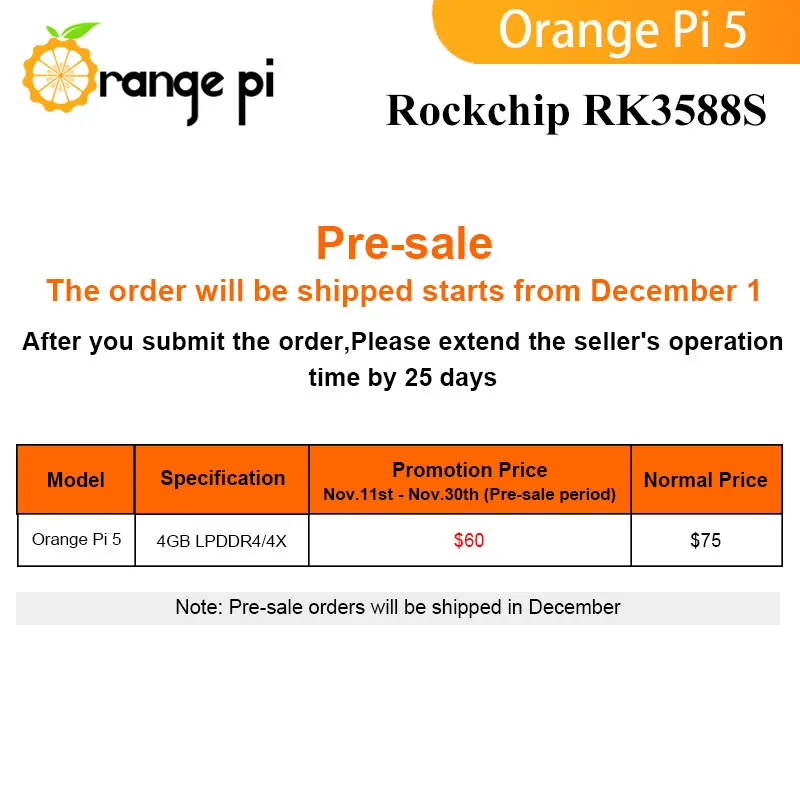 Orange Pi5 4GB RAM RK3588S 6 Core Wifi BT Gigabit Ethernet PCIE SSD Single Board Computer Support Android12 Debian11