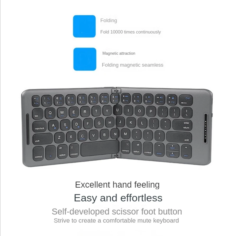 Foldable Bluetooth Keyboard Wireless Bluetooth Keyboard USB Type C For Windows Android For Computer Tablet PC Phone Keyboard