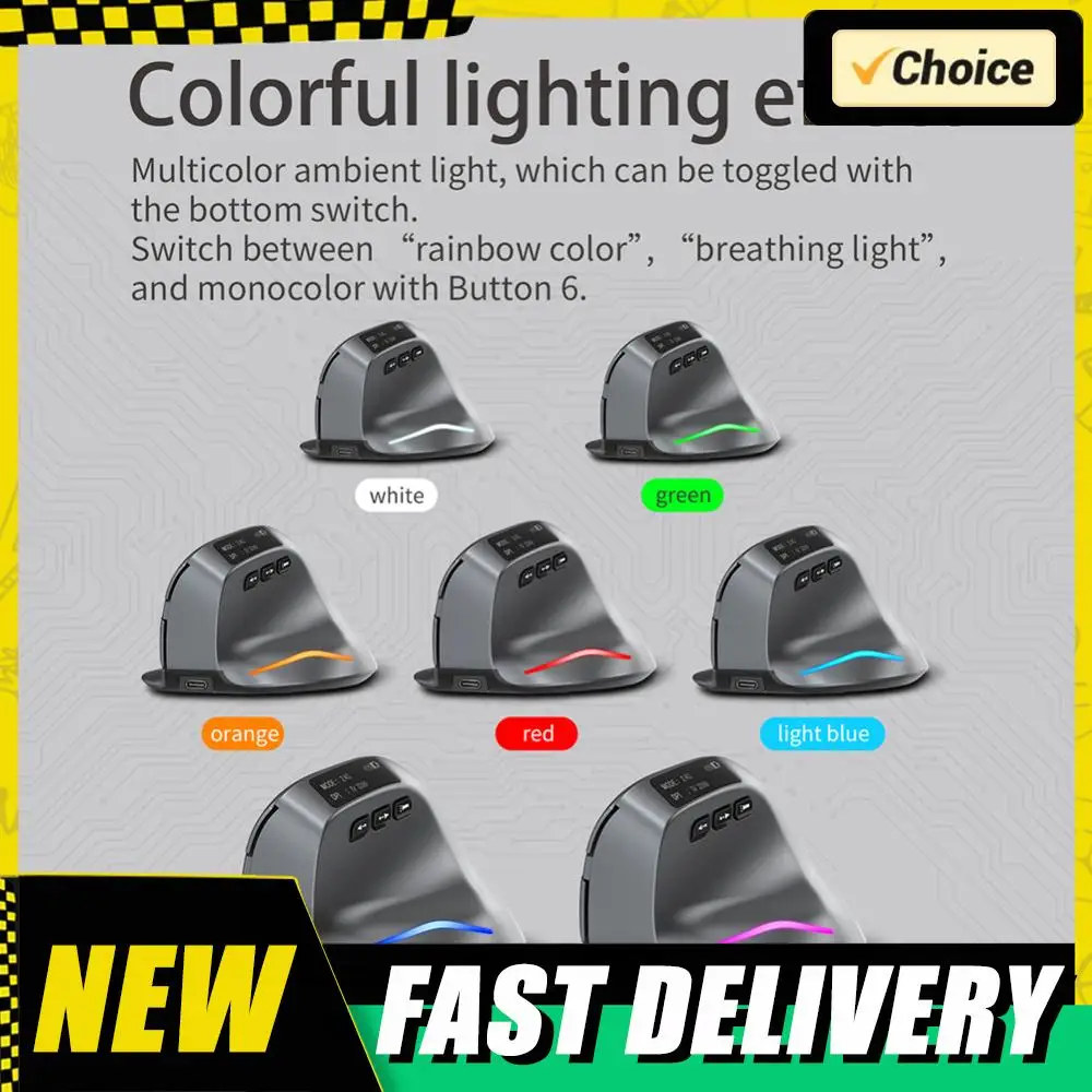 

F-26C Оптическая геймерская мышь, эргономичная настольная вертикальная мышь 3200 точек на дюйм, 8 кнопок, перезаряжаемая для ПК, ноутбука, офиса и дома