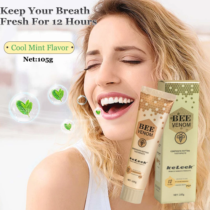 

Keleek Bee Venom Toothpaste for Oral Care Deep Cleaning Tartar Removal Whitening Toothpaste Fresh Breath Formula