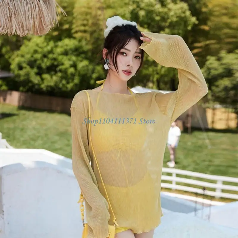 P9FC Color 3-Piece Knotted Swimming Suit Push Up Wrap Beachwear Gather