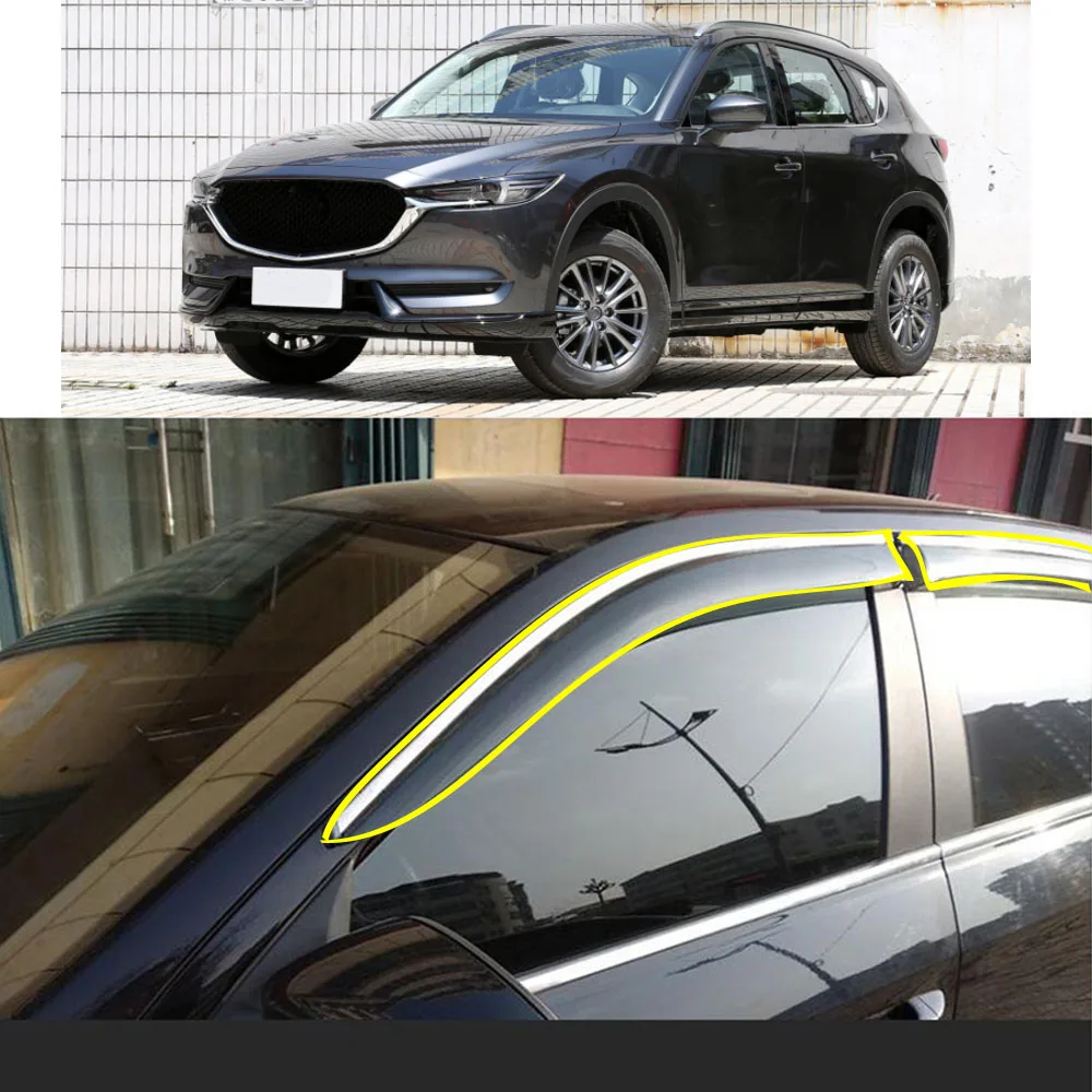 Car Body Styling Sticker Plastic Window Glass Wind Visor Rain/Sun Guard Vent Parts For MAZDA CX-5 CX5 2017 2018 2019 2020 2021