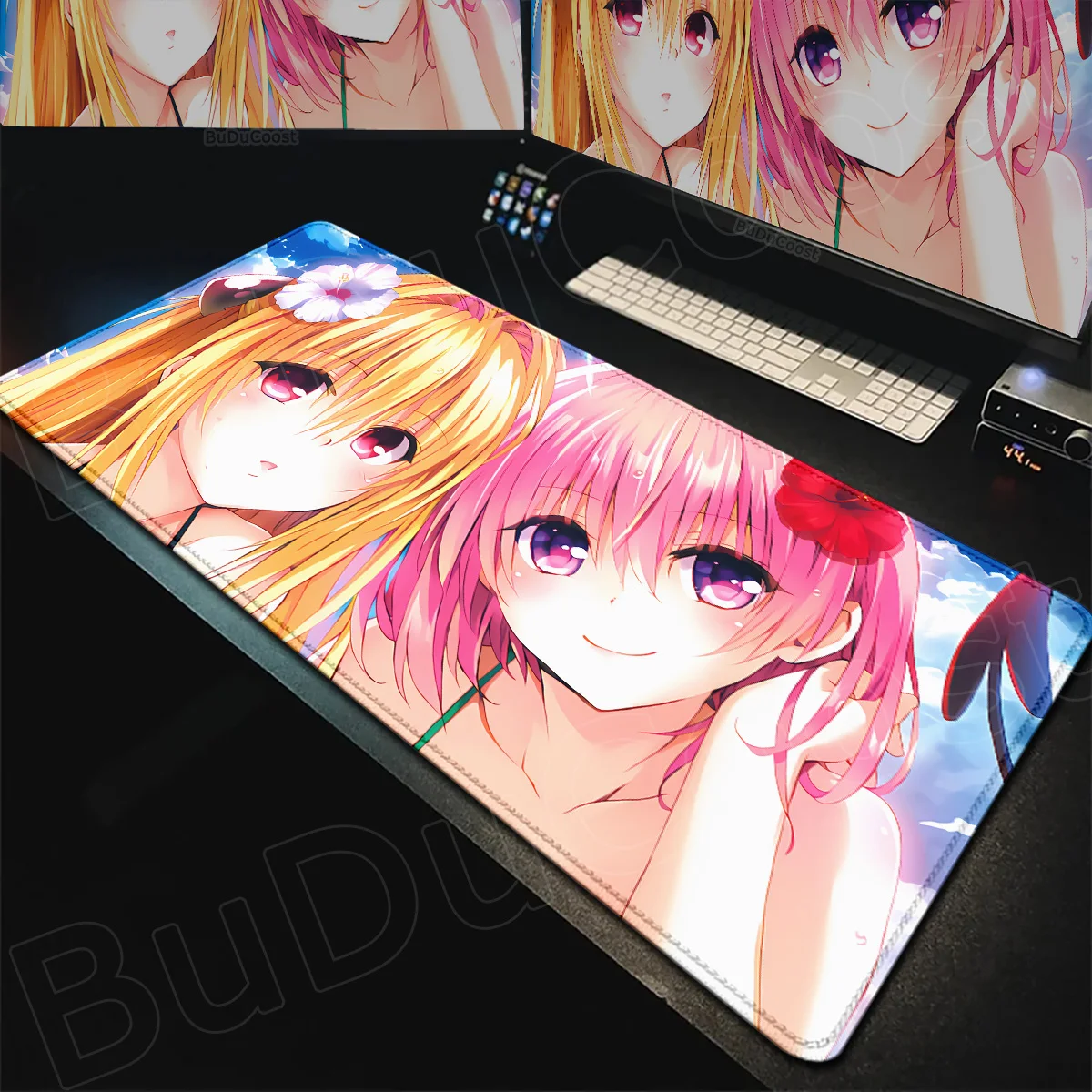 Anime To Love-Ru Kawaii Girl Golden Darkness MousePad PC Gaming Accessories XXL HD Printing Non-slip Soft Locking Edge LaptopMat