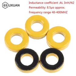 5pcs T37-6 Iron Powder Cores 9.5*5.2*3.3mm AL=3.0nH/N2 8.5uo Iron Dust Core Ferrite Toroid Core Coating Yellow Gray