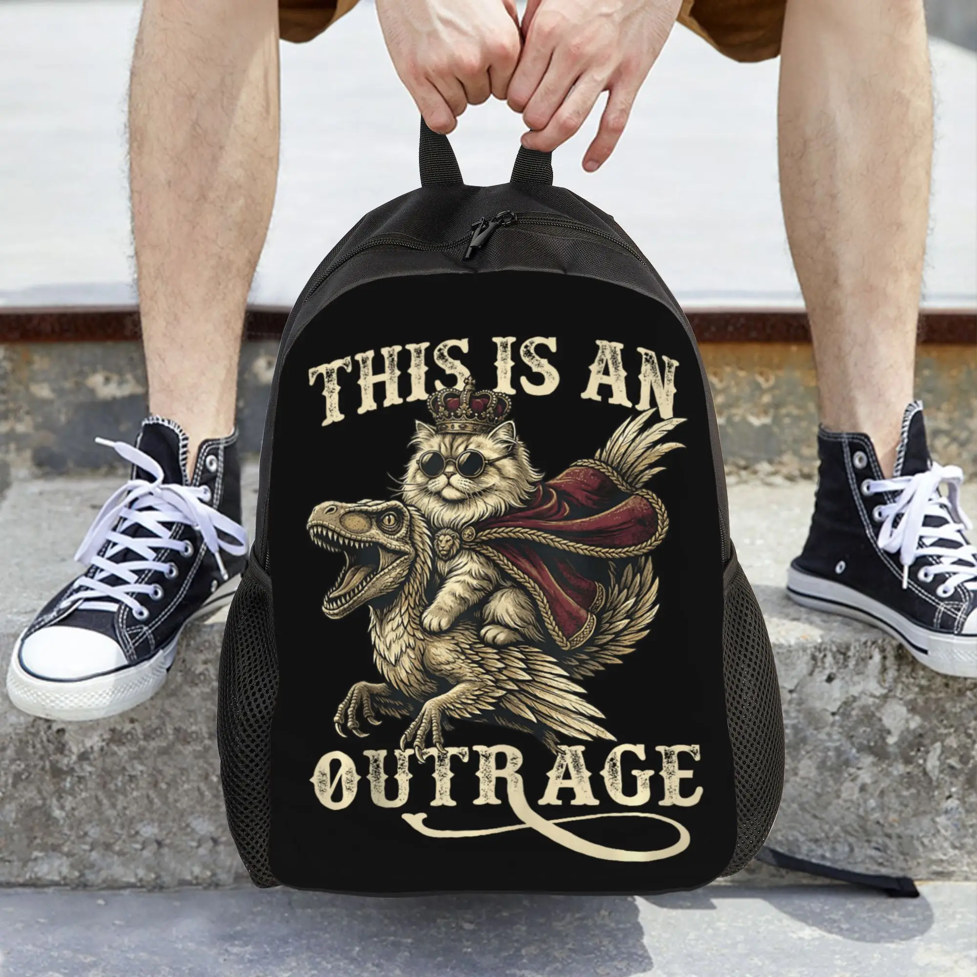 Goddammit Donut This is an Outrage Princess Cat Meme Backpack  Leisure Backpacks Unisex Outdoor Style Large School Bags