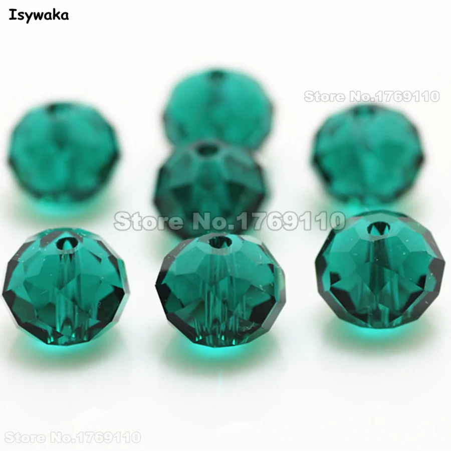 Isywaka Blue Green Color 8*10mm 70pcs Rondelle Austria faceted Crystal Glass Beads Loose Spacer Round Beads for Jewelry Making