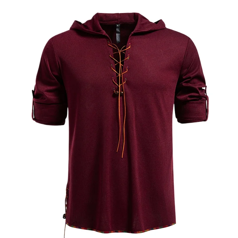 Drawstring Hooded Designer Luxury Man Clothing T Shirts Workout Camisetas Tops Long Sleeve Western Cowboy Tshirts Streetwear