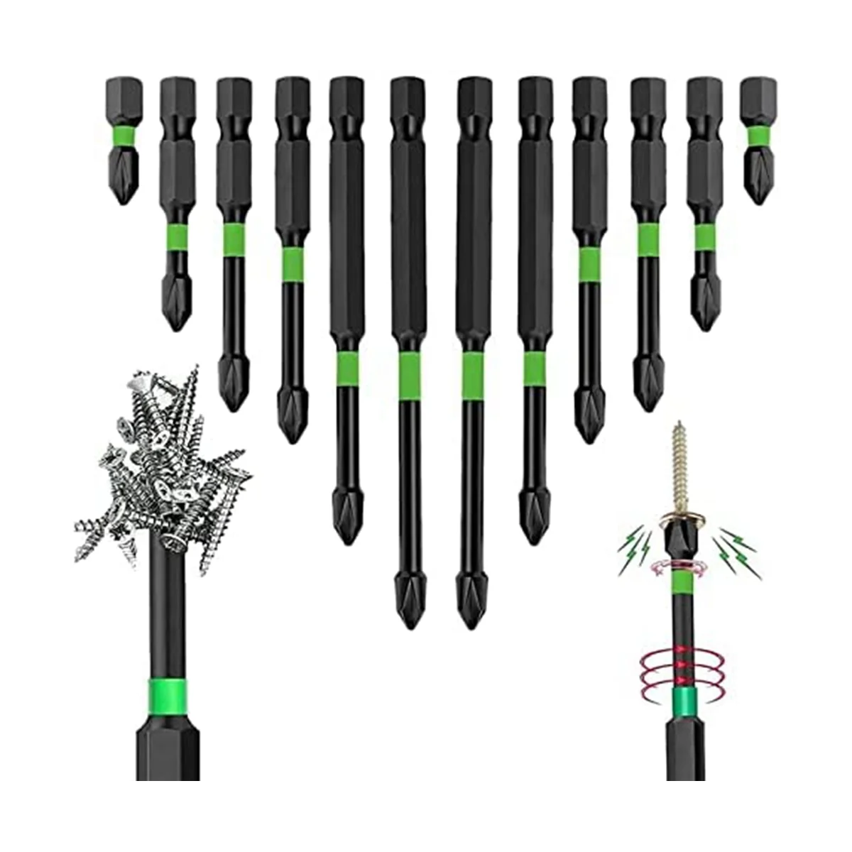 Chave de fenda Bit Set para furadeira de impacto, S2 Driver Drilling Work Set, Bits cabeça forte, novo, 2022, 12pcs