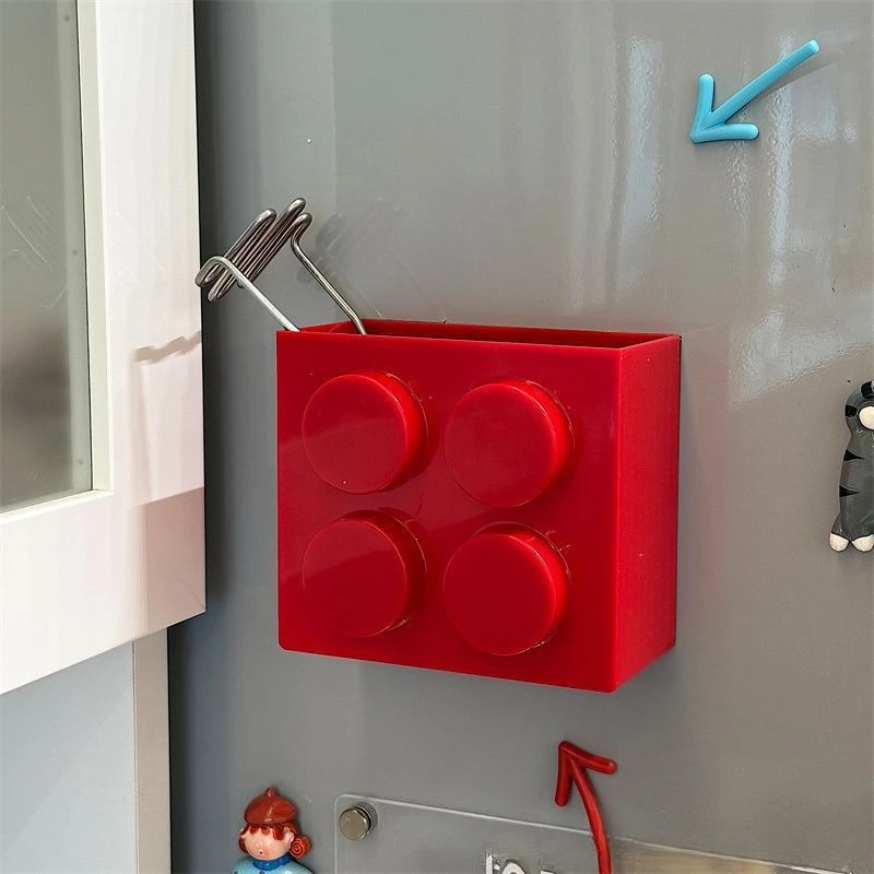 Building block storage box Refrigerator decoration plastic wrap straw rack Refrigerator sticker rack storage box