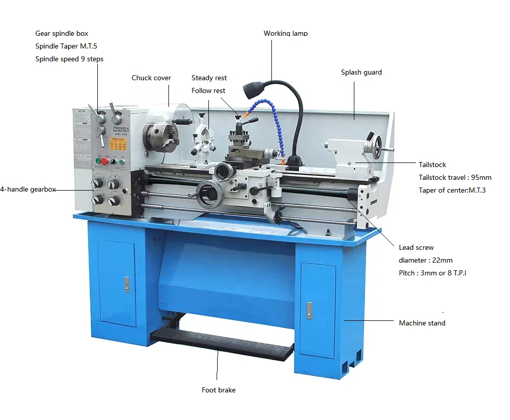 Máquina de torno C0630B CZ1237 Para torno de banco de torneado de Metal Torno Para torno de motor de máquina de Metal