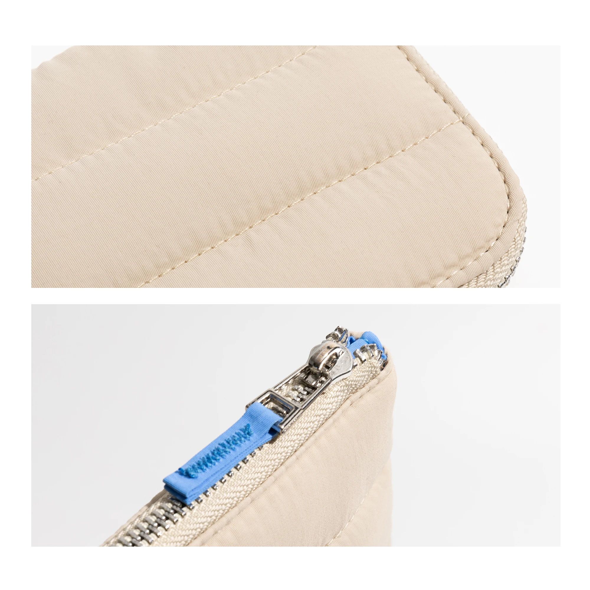 MABULA Gepolsterte, gesteppte, gestreifte Geldbörse, kleine, leichte, tragbare Nylon-Dokumententasche für Damen, einfache, lässige Clutch-Geldbörse