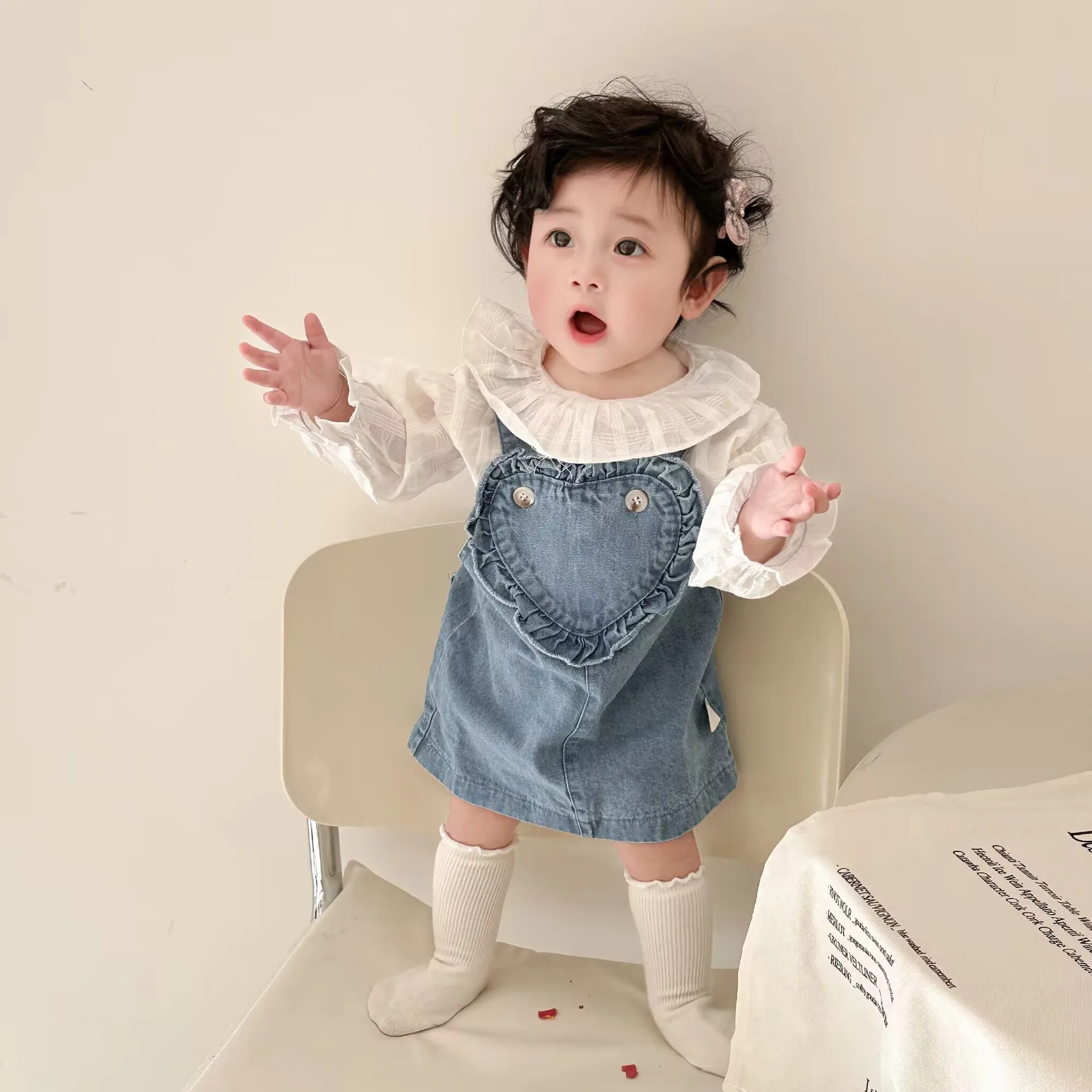 2024 Spring New Baby Girl Sleeveless Denim Strap Dress Infant Cute Sweet Princess Dress Girls Casual Vest Dress Toddler Clothes