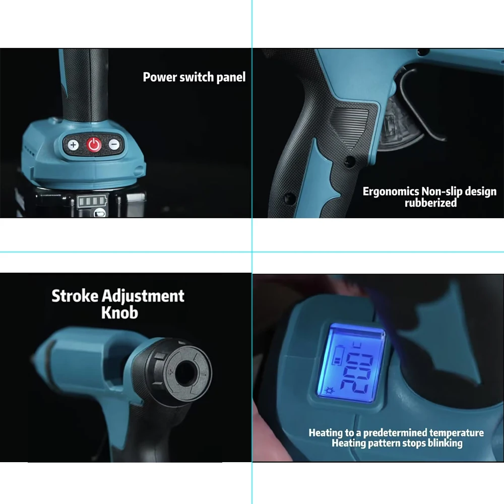 VILASTING 전기 핫멜트 글루건 무선 LED 디스플레이 조절 가능한 온도 11mm 용접 마키타 18V 배터리 핀용