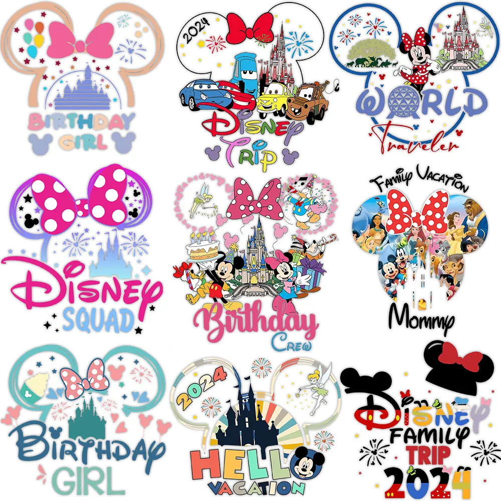 

Mickey Ears Birthday Girl Boy Crew Squad Iron on Decals for DIY Clothes Heat transfer Stickers Thermal Patches