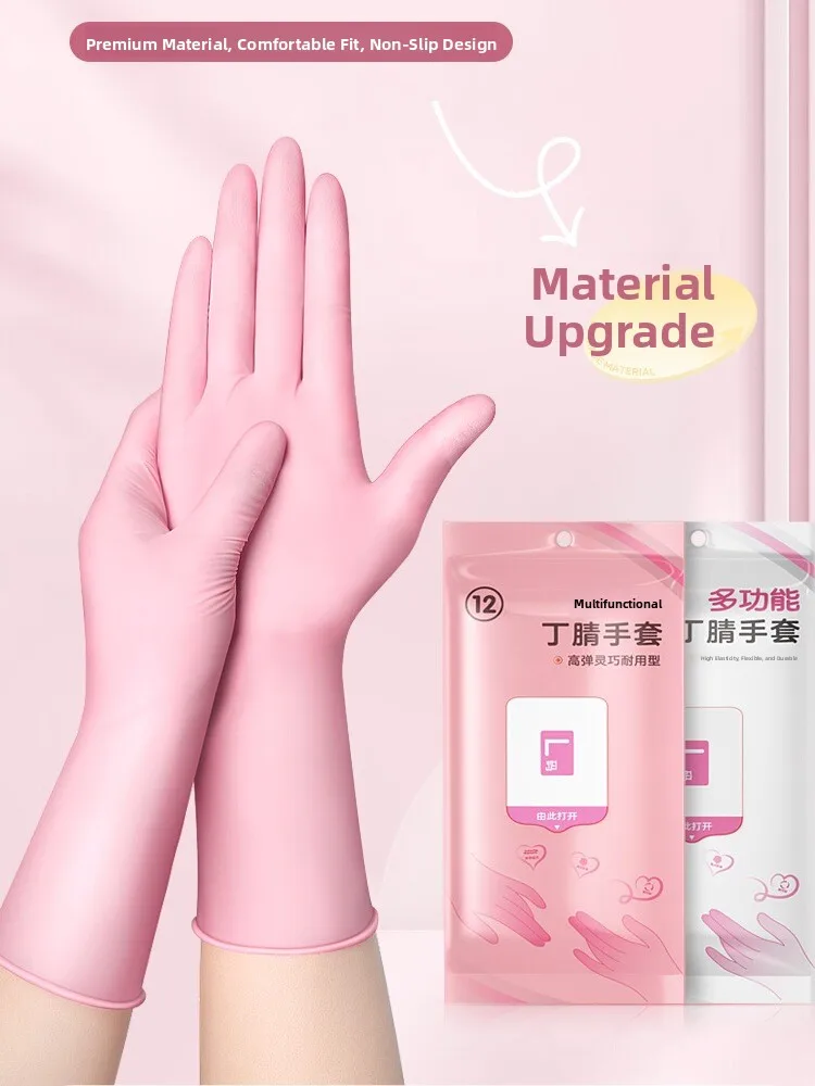 Durable Nitrile Gloves Waterproof Kitchen Dishwashing Gloves Disposable Rubber Cleaning Gloves Food Grade Gloves for Home Use