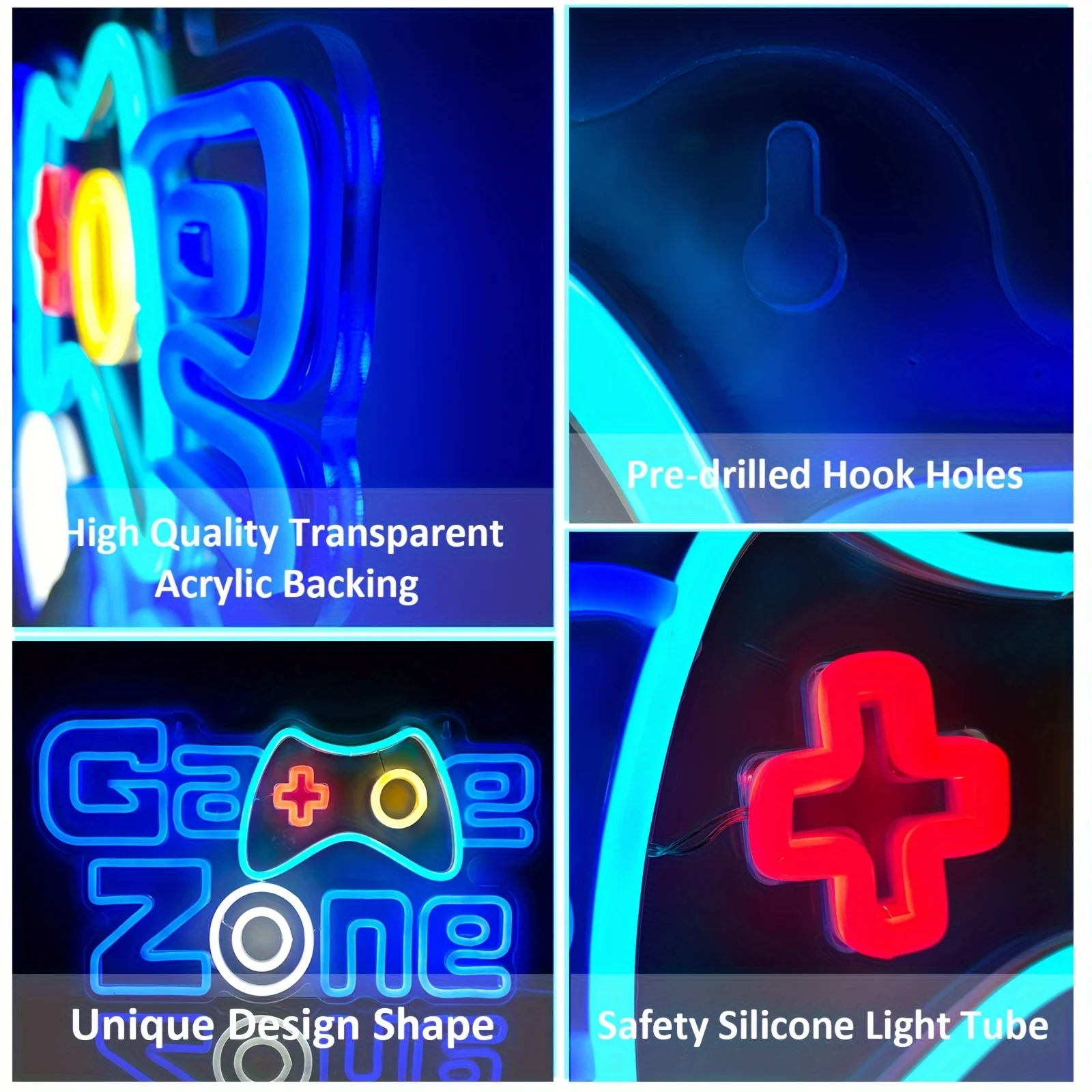 Game Zone  Neon Sign LED Neon Light for Wall Decor USB Powered for Bedroom Bar Shop Game Room Man Cave Decor Gift for Game Lover