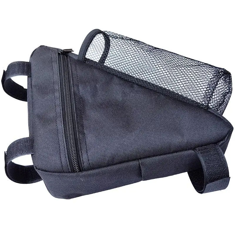 Wander-, Camping- und Outdoor-Zubehör: Dreieckige Gepäckträgertasche mit Wasserbecherhalter und Reißverschluss – Detail 3