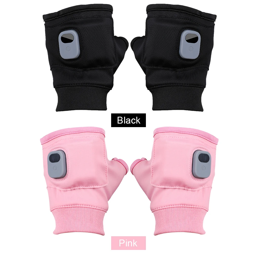 1PC Heating Gloves Rechargeable Winter Warm USB Electric Heated Gloves Fingerless Hand Warmer Thermal for Sports Skiing Gloves