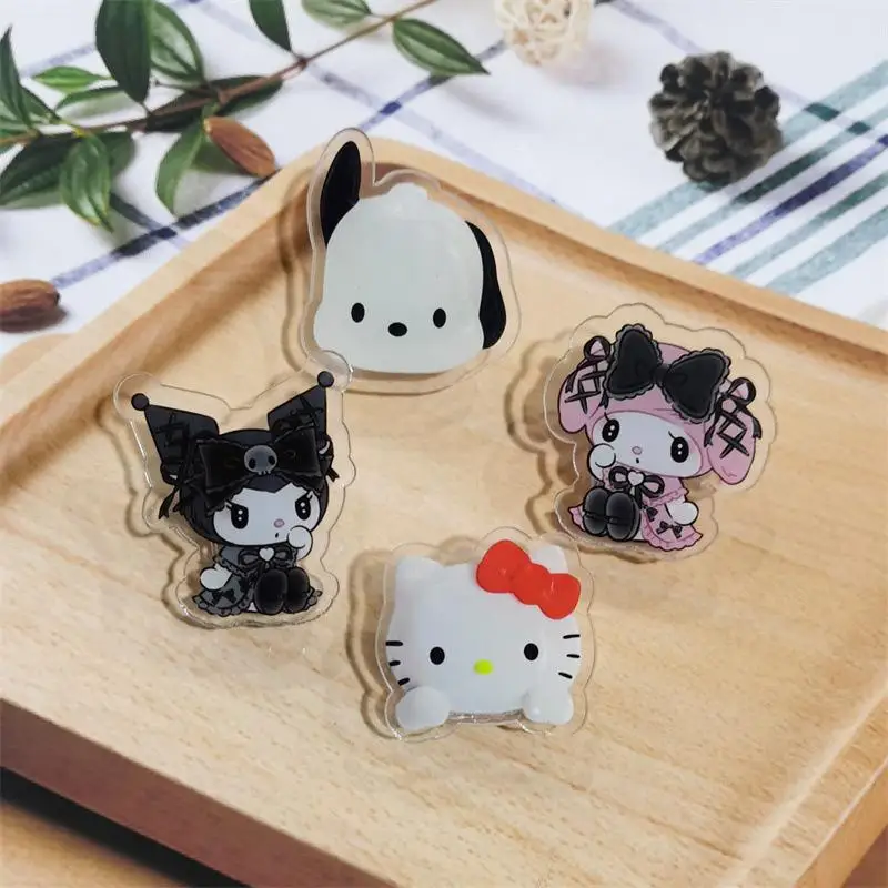 10Pcs Miniso Kawaii Acrylic Note Holder Hello Kitty Cartoon Snack Moisture Proof Sealing Clip Cute Fashion Household Products